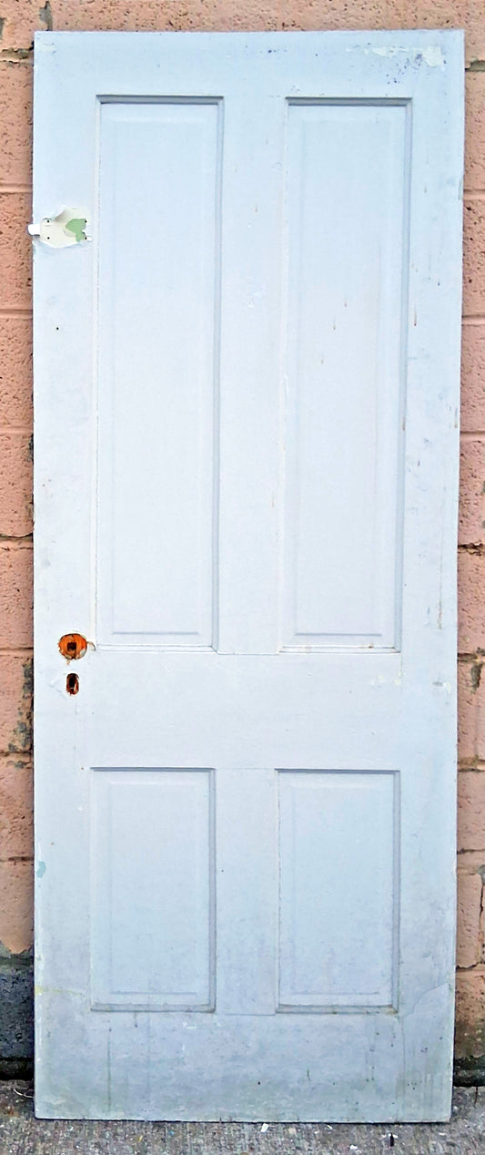 29"x77" Antique Vintage Old Reclaimed Salvaged Victorian SOLID Wood Wooden Interior Pantry Closet Door 4 Raised Panels