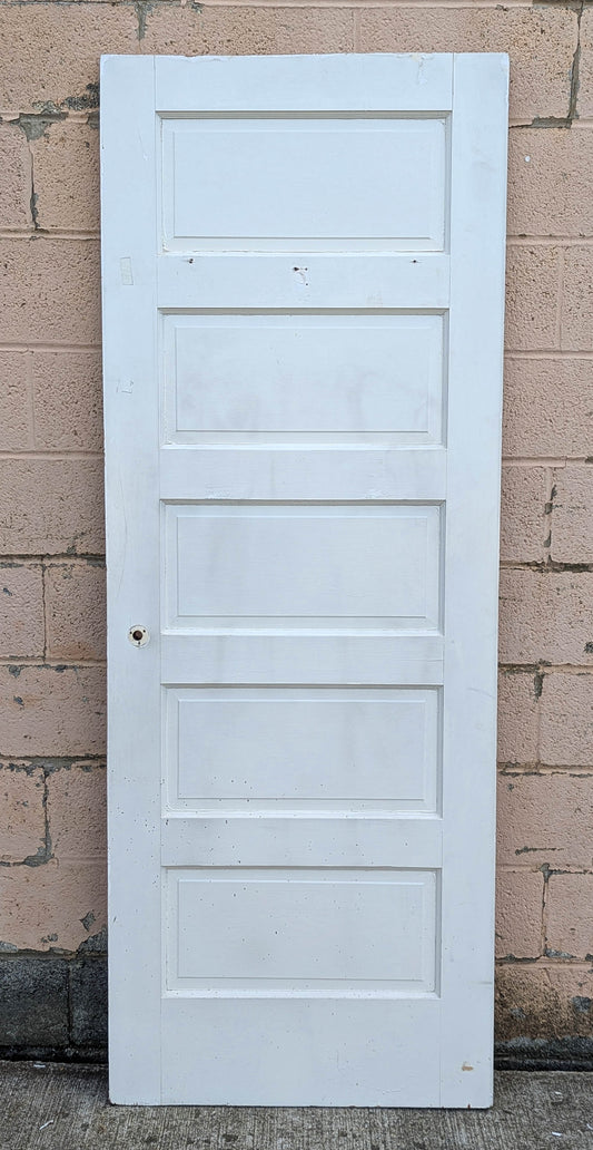30"x79.5" Antique 1913 Vintage Old Reclaimed Salvaged Solid Wood Wooden Interior Bedroom Bathroom Closet Door Full Length Mirror 5 Panels