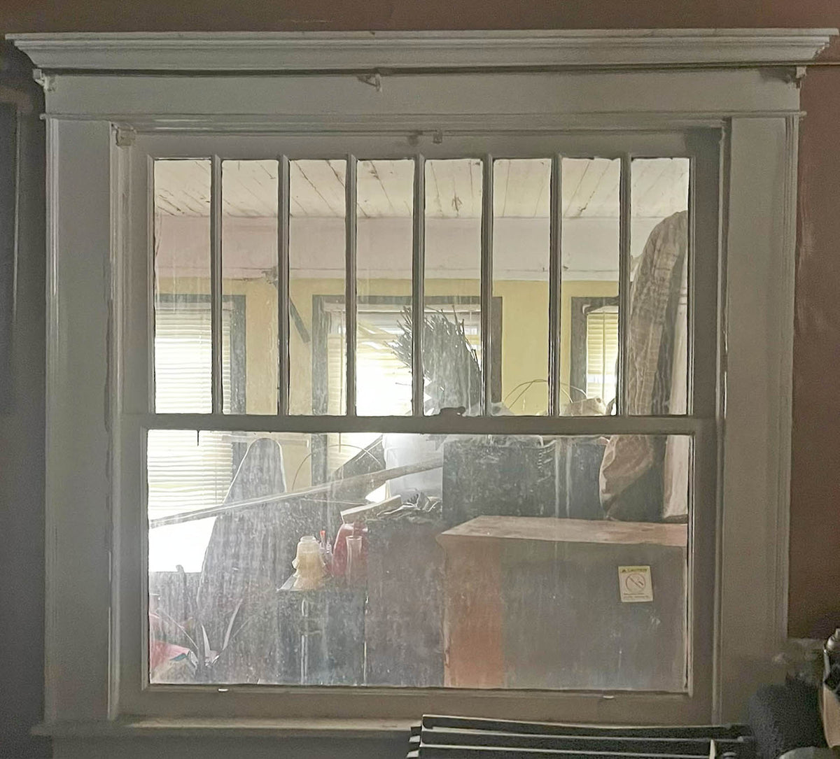 Pair of 52"x54" Antique Vintage Old Reclaimed Salvaged SOLID Wood Wooden Double Hung Sash 8 Divided Windows Wavy Glass Lites Panes