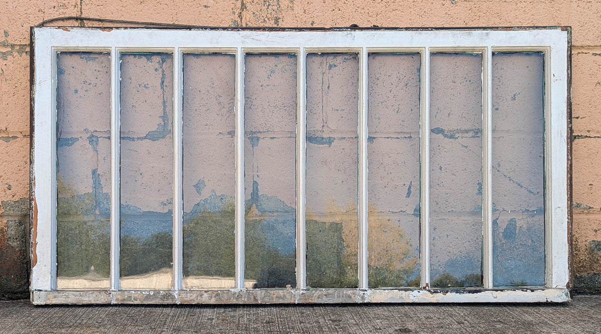 Pair of 52"x54" Antique Vintage Old Reclaimed Salvaged SOLID Wood Wooden Double Hung Sash 8 Divided Windows Wavy Glass Lites Panes