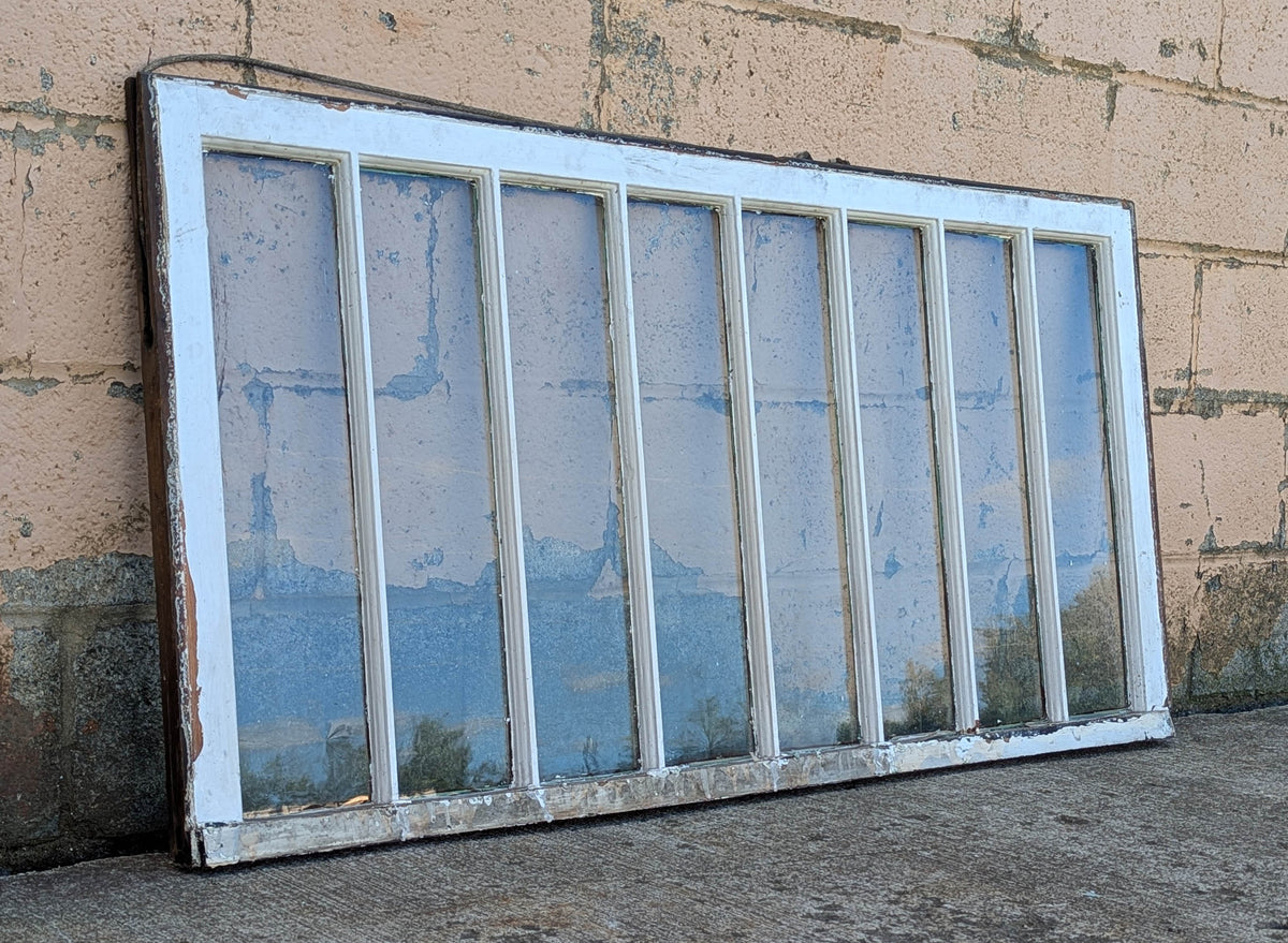Pair of 52"x54" Antique Vintage Old Reclaimed Salvaged SOLID Wood Wooden Double Hung Sash 8 Divided Windows Wavy Glass Lites Panes
