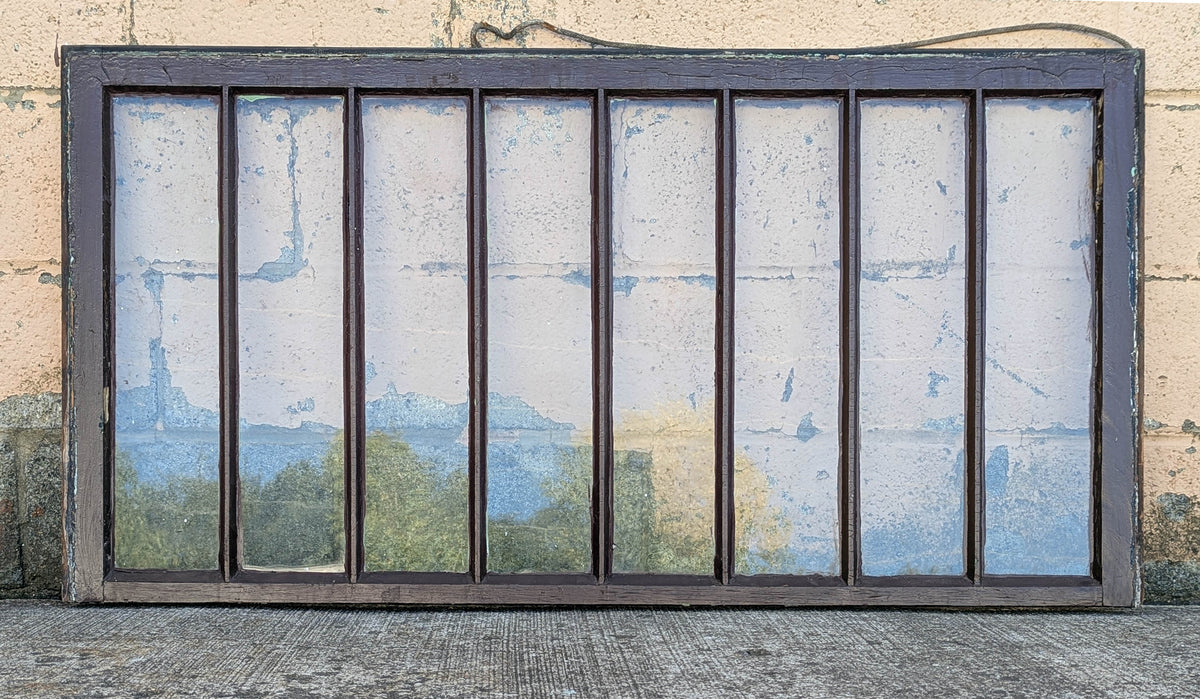 Pair of 52"x54" Antique Vintage Old Reclaimed Salvaged SOLID Wood Wooden Double Hung Sash 8 Divided Windows Wavy Glass Lites Panes