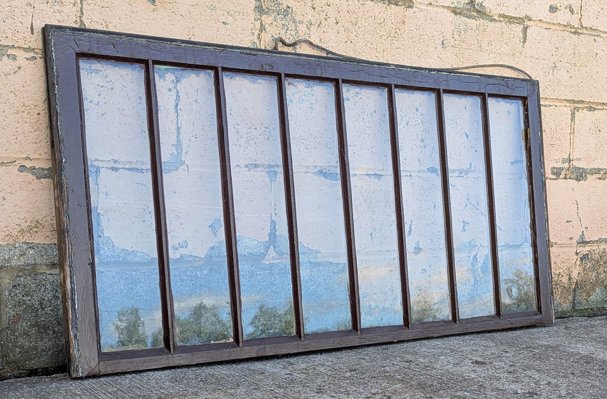 Pair of 52"x54" Antique Vintage Old Reclaimed Salvaged SOLID Wood Wooden Double Hung Sash 8 Divided Windows Wavy Glass Lites Panes