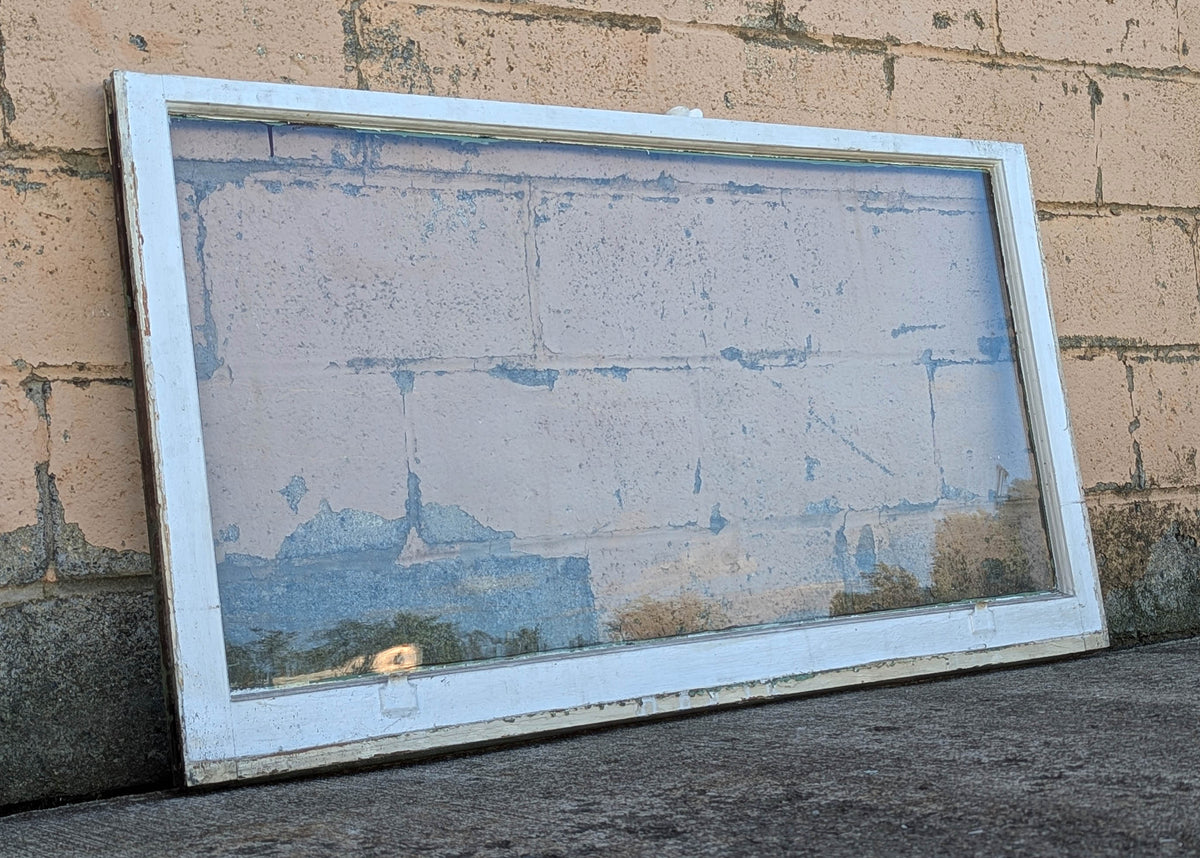 Pair of 52"x54" Antique Vintage Old Reclaimed Salvaged SOLID Wood Wooden Double Hung Sash 8 Divided Windows Wavy Glass Lites Panes
