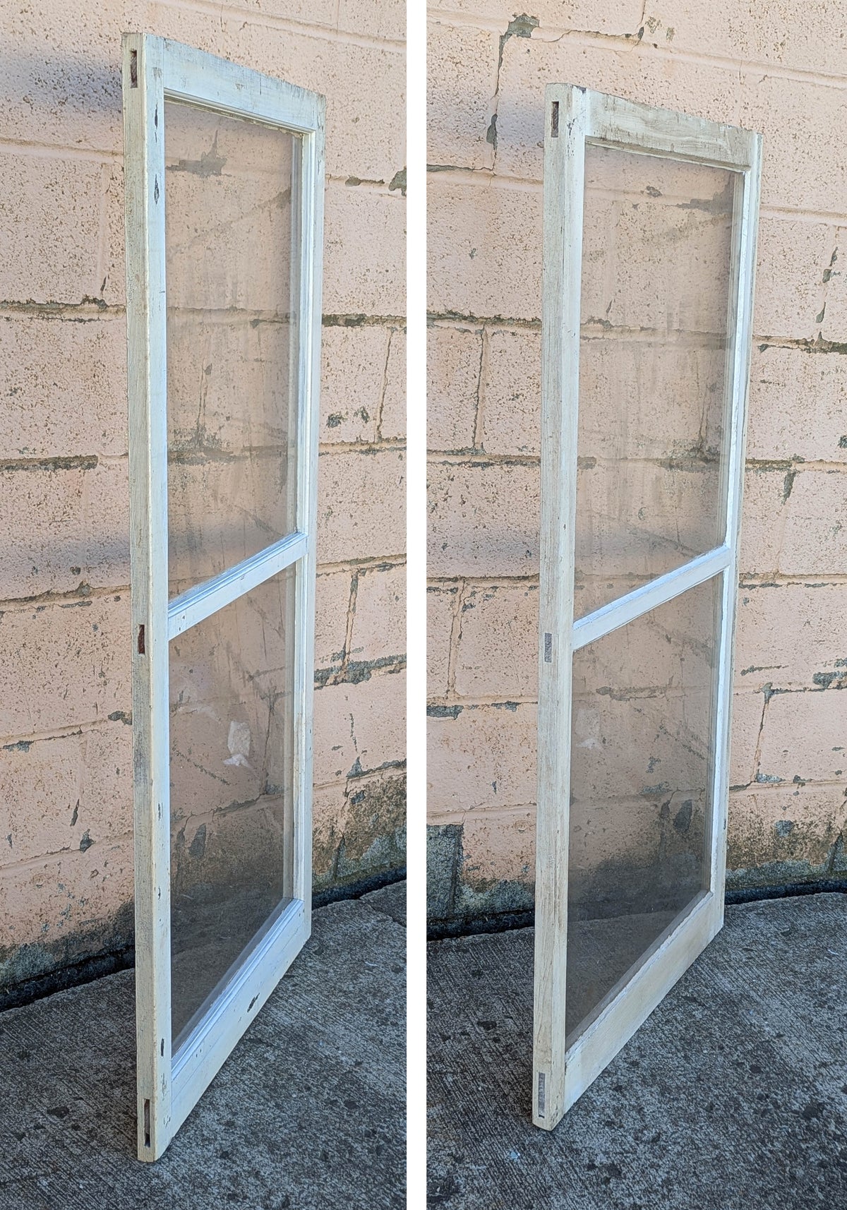 2 available 28"x54" Vintage Antique Old Reclaimed Salvaged SOLID Wood Wooden Frame Sash Windows 2 Divided Glass Lites Panes