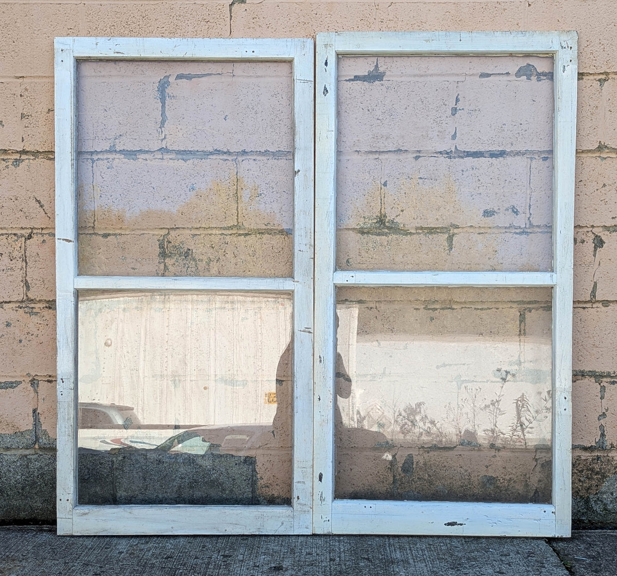 2 available 28"x54" Vintage Antique Old Reclaimed Salvaged SOLID Wood Wooden Frame Sash Windows 2 Divided Glass Lites Panes