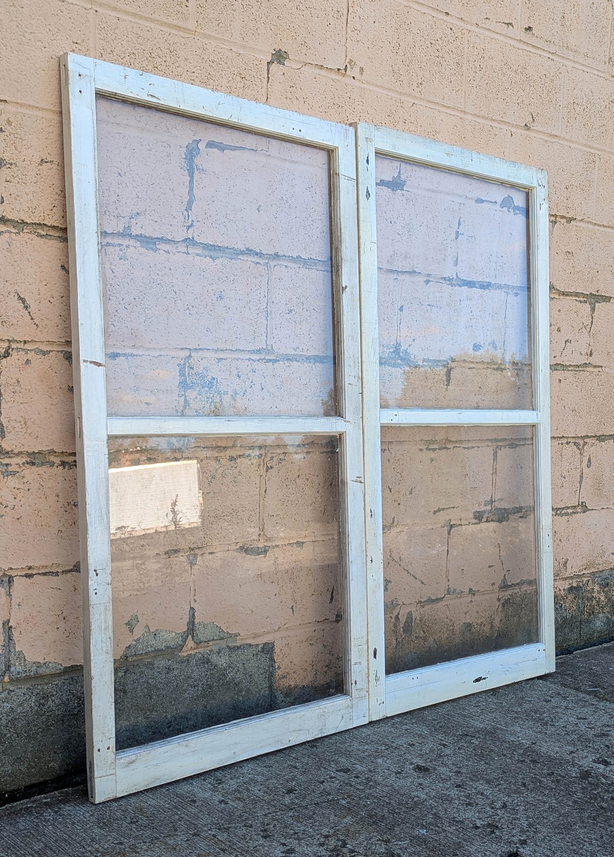 2 available 28"x54" Vintage Antique Old Reclaimed Salvaged SOLID Wood Wooden Frame Sash Windows 2 Divided Glass Lites Panes