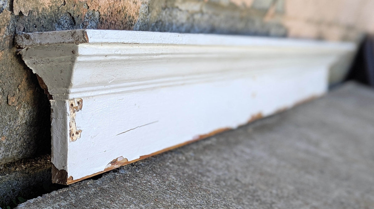 68" Antique Vintage Old Salvaged Reclaimed Yellow Pine Ornate Decorative Interior Door Frame Casement Molding Header Pediment Trim