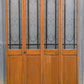 47"x78" Pair of Vintage Antique Old Mid Century Solid Wood Wooden Interior Closet Pantry Doors Bi-Fold Bifold Stained Etched Frosted Stained Glass