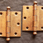 5 Pair available 3.5"x3.5" Antique Vintage Old Reclaimed Salvaged "National" Steel Bronze Ball Tip Finial Interior Door Hinges Screws