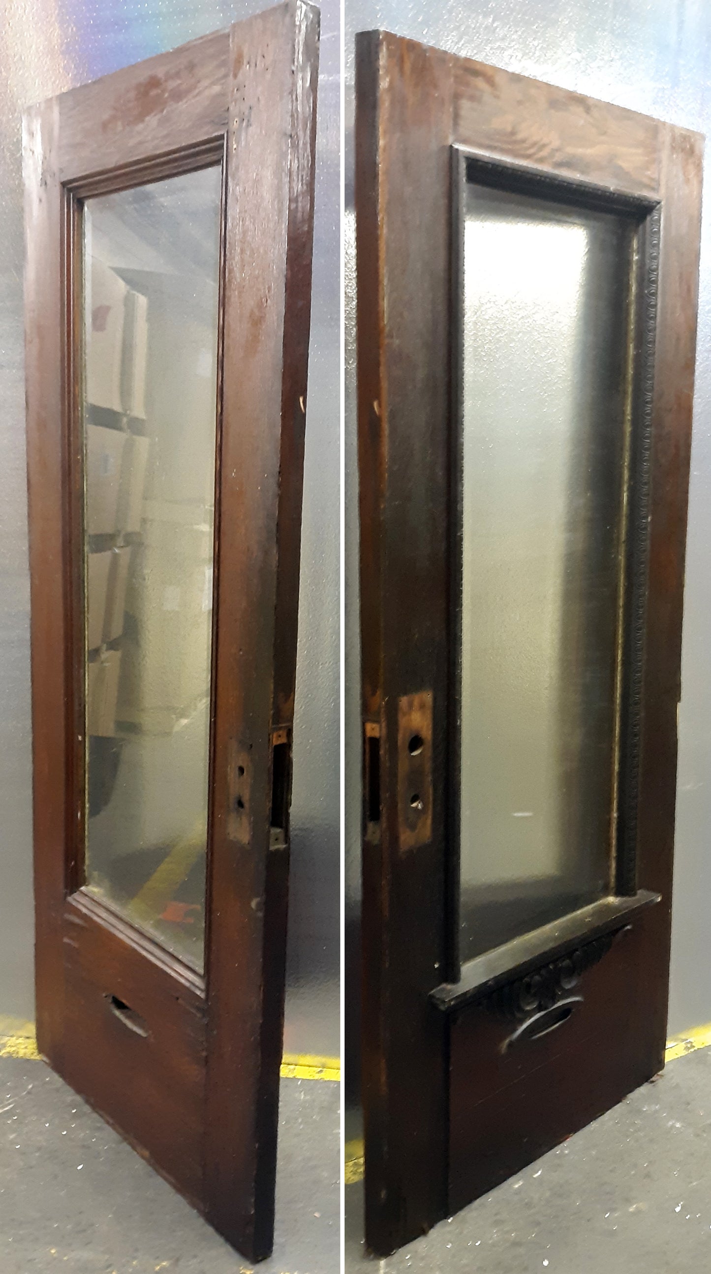 32"x79"x1.75" Antique Vintage Old Reclaimed Salvaged SOLID Wood Wooden Exterior Entry Door Window