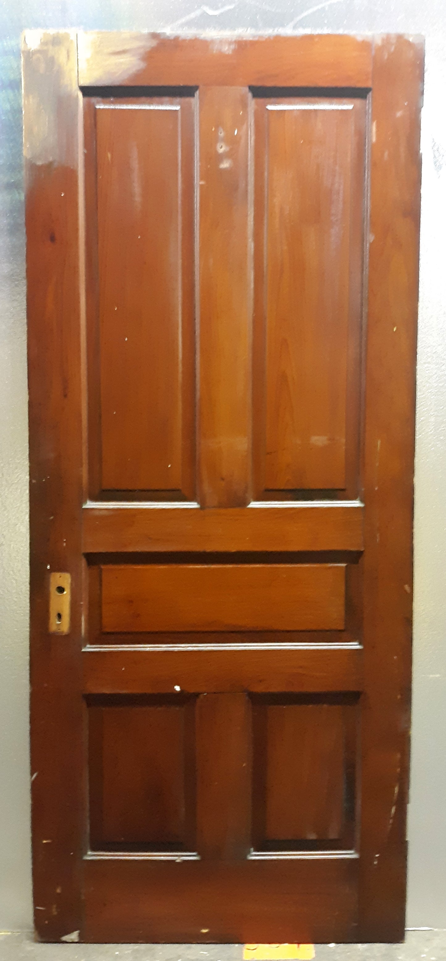 32"x79" Antique Vintage Old Reclaimed Salvaged Victorian Interior SOLID Wood Wooden Door 5 Panels