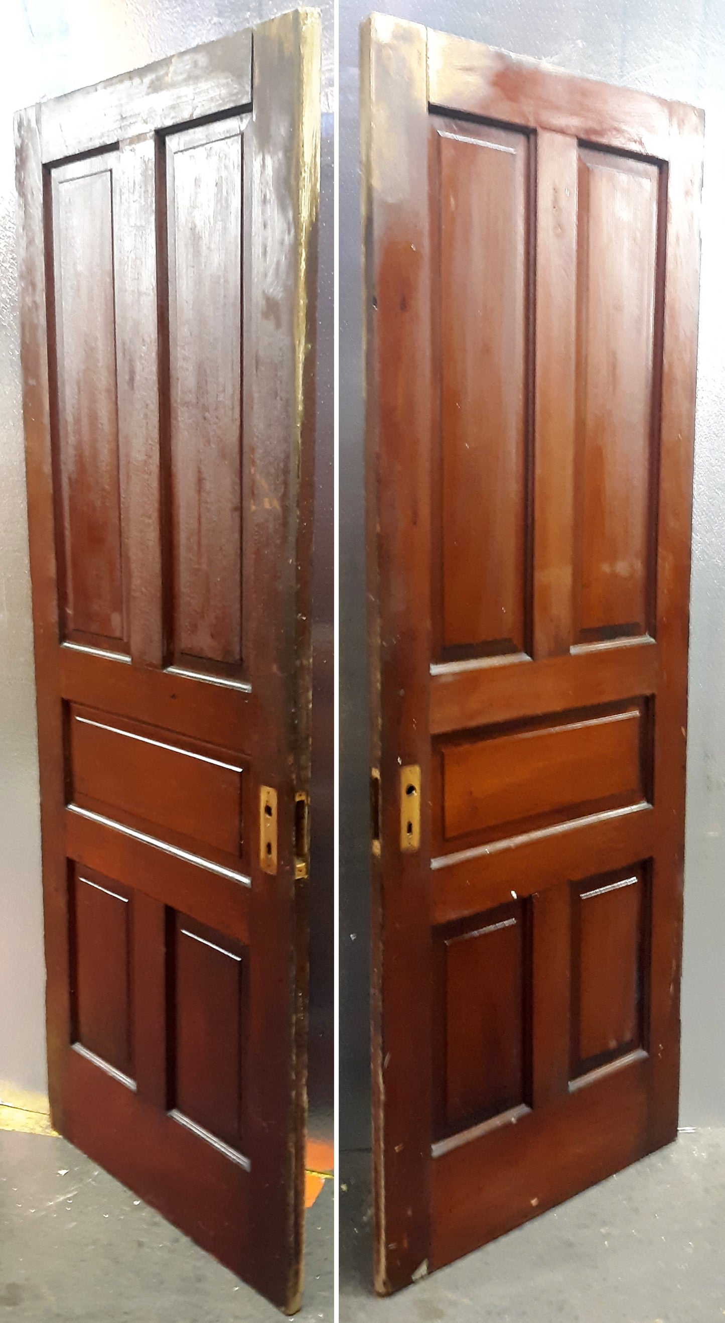 32"x79" Antique Vintage Old Reclaimed Salvaged Victorian Interior SOLID Wood Wooden Door 5 Panels
