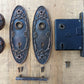 Antique Vintage Old Reclaimed Salvaged Neo Classical Copper Cast Iron Interior Door Lockset Knob Plate Lock