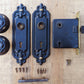 Antique Vintage Old Reclaimed Salvaged Fleur De Lis Victorian Bronze Steel Interior Door Lockset Knob Plate Lock