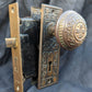 Antique Vintage Old Reclaimed Salvaged Eastlake Victorian Bronze Steel Interior Door Lockset Knob Plate Lock