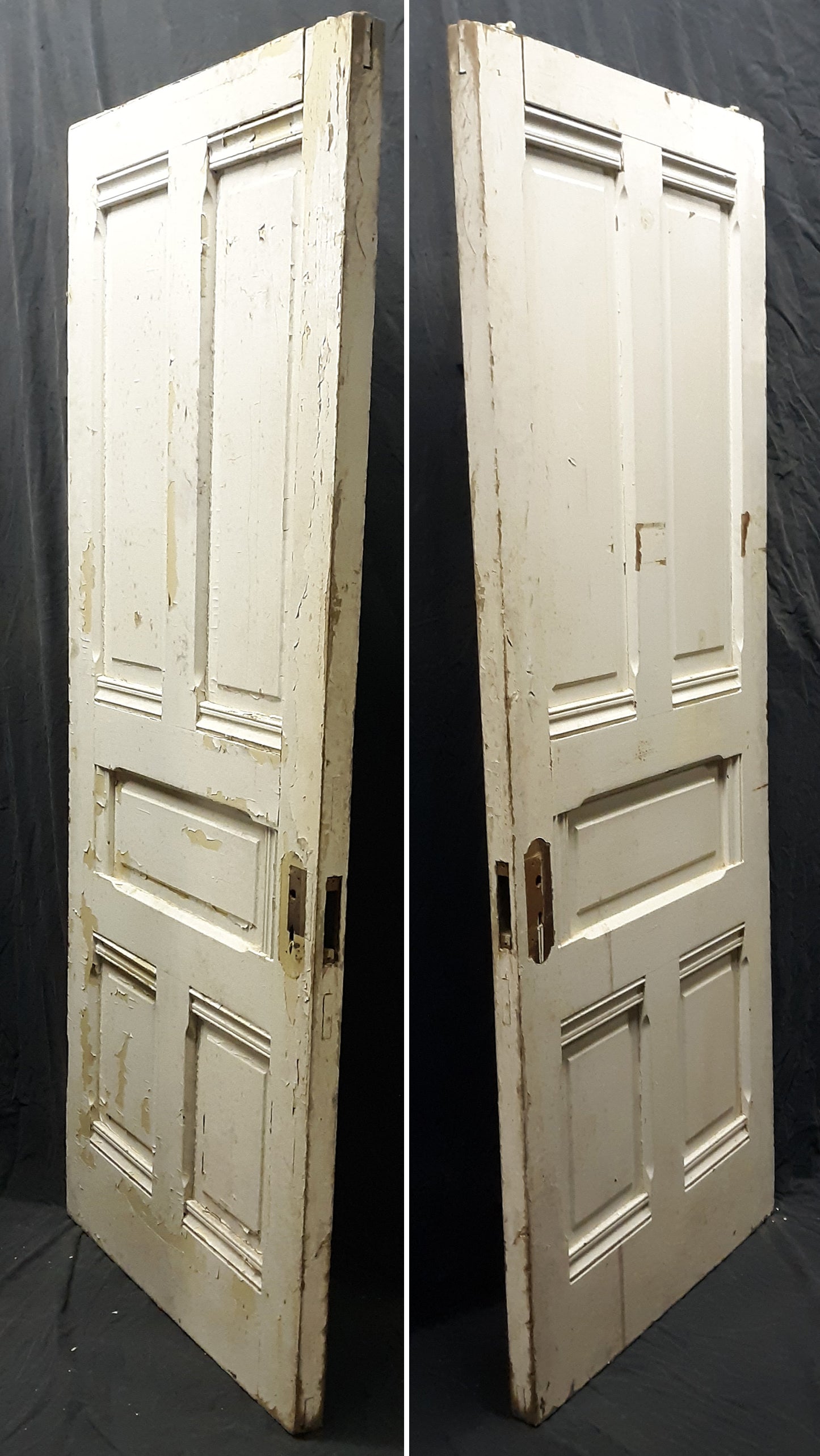 32x81"x2" Antique Vintage Old Reclaimed Salvaged Victorian Interior SOLID Wood Wooden Door 5 Panels