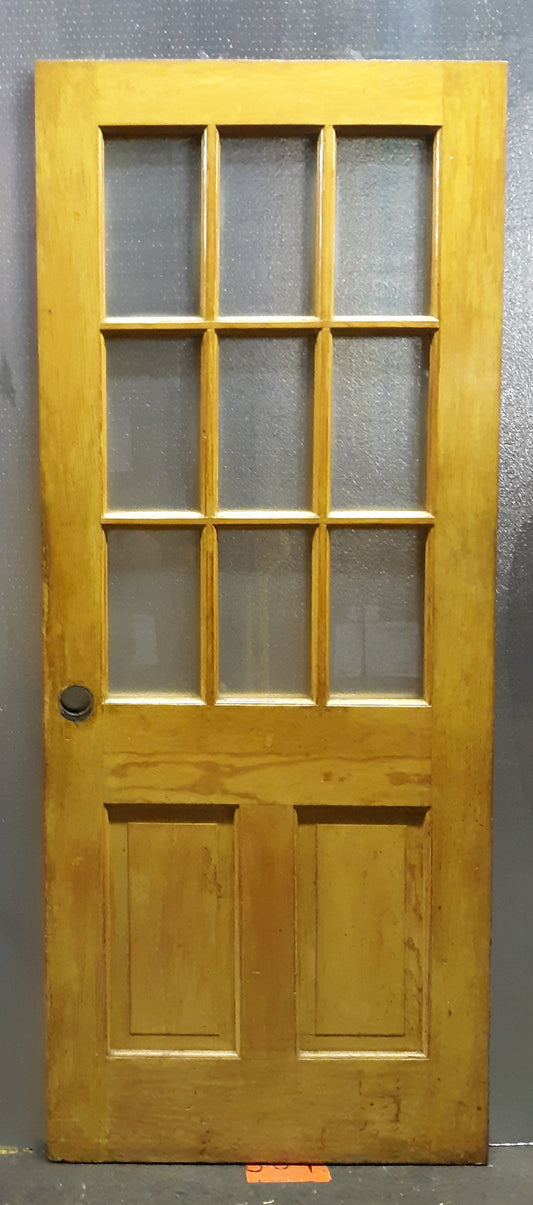 32"x79" Antique Vintage Old Reclaimed Salvaged SOLID Wood Wooden Exterior Entry Door Window Wavy Glass