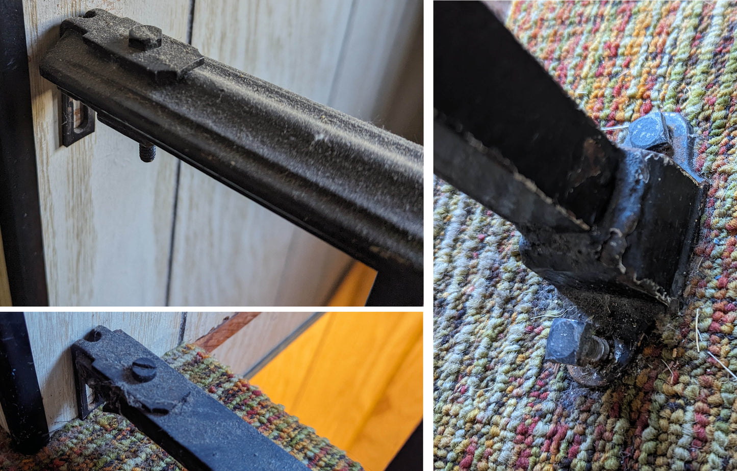 84" Vintage Antique Old Salvaged Reclaimed Steel Wrought Iron Metal Handrail Porch Balcony Interior Exterior Garden Railing