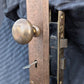 2 available Vintage Antique Old Salvaged Reclaimed Craftsman Style Copper Brass Steel Exterior Entry Door Set Knob Plate Lock Lockset Key