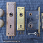 2 available Vintage Antique Old Salvaged Reclaimed Craftsman Style Copper Brass Steel Exterior Entry Door Set Knob Plate Lock Lockset Key