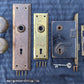 2 available Vintage Antique Old Salvaged Reclaimed Craftsman Style Copper Brass Steel Exterior Entry Door Set Knob Plate Lock Lockset Key