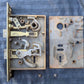 2 available Vintage Antique Old Salvaged Reclaimed Craftsman Style Copper Brass Steel Exterior Entry Door Set Knob Plate Lock Lockset Key