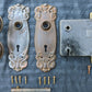 10 available CLEANED Antique Vintage Old Salvaged Reclaimed Art Nouveau "Sargent" Steel Door Set Knob Brass Plate Lock Lockset