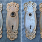 10 available CLEANED Antique Vintage Old Salvaged Reclaimed Art Nouveau "Sargent" Steel Door Set Knob Brass Plate Lock Lockset