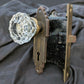 5 available Antique Vintage Old Salvaged Reclaimed Art Deco Door Set Glass Knob Brass Plate Lock Lockset