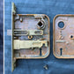 5 available Antique Vintage Old Salvaged Reclaimed Art Deco Door Set Glass Knob Brass Plate Lock Lockset