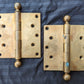 Pair 5"x5" Antique Vintage Old Reclaimed Salvaged "Sargent" Bronze Exterior Entry Door Ball Tip Finial Hinges