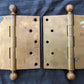 Pair 5"x5" Antique Vintage Old Reclaimed Salvaged "Sargent" Bronze Exterior Entry Door Ball Tip Finial Hinges