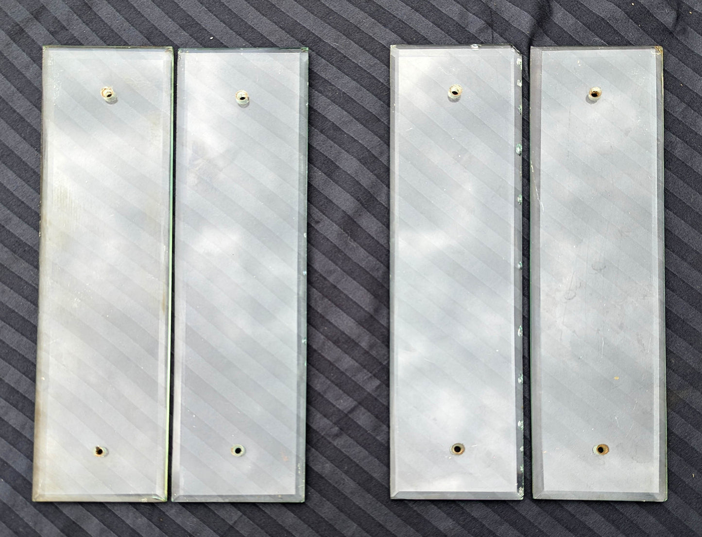 2 available Pair 3.5"x12" Antique Vintage Old Beveled Glass Swinging Door Push Finger Plates