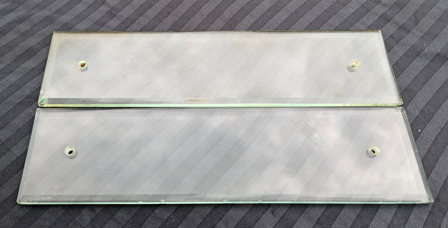 2 available Pair 3.5"x12" Antique Vintage Old Beveled Glass Swinging Door Push Finger Plates