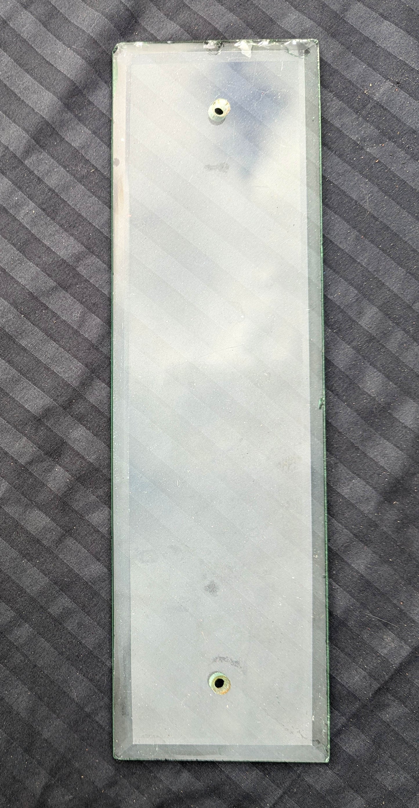 Single 3.5"x12" Antique Vintage Old Clear Beveled Glass Swinging Door Push Finger Plate