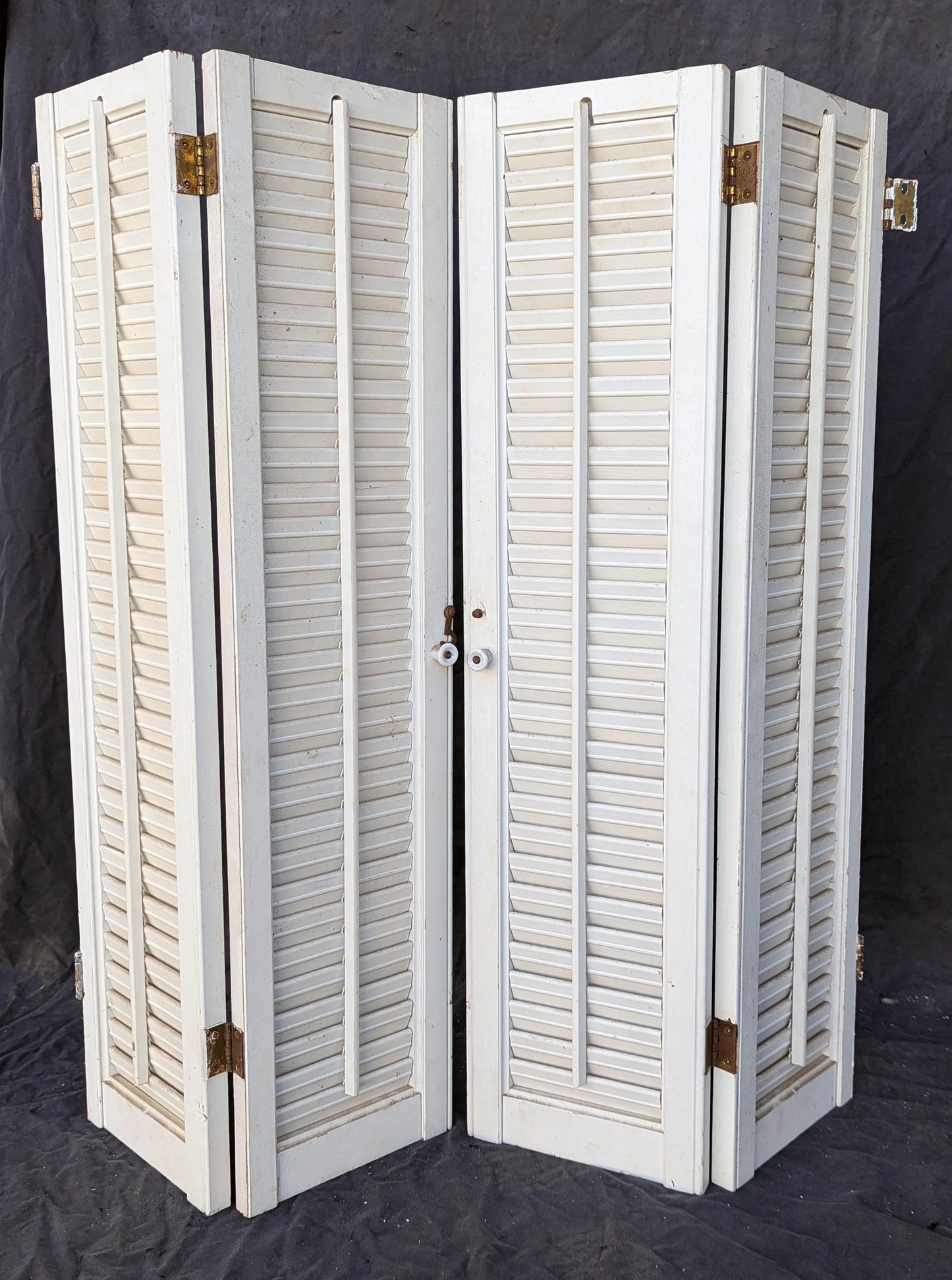 2 available Pair 28"x33" Vintage Antique Old SOLID Wood Wooden Bifold Window Shutter Plantation Style Adjustable Louvers (Copy)