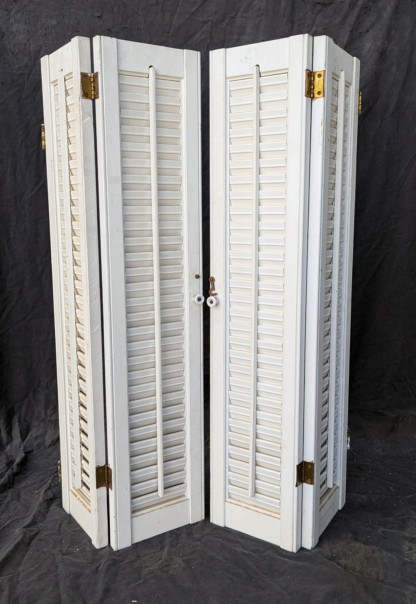 2 available Pair 28"x33" Vintage Antique Old SOLID Wood Wooden Bifold Window Shutter Plantation Style Adjustable Louvers (Copy)