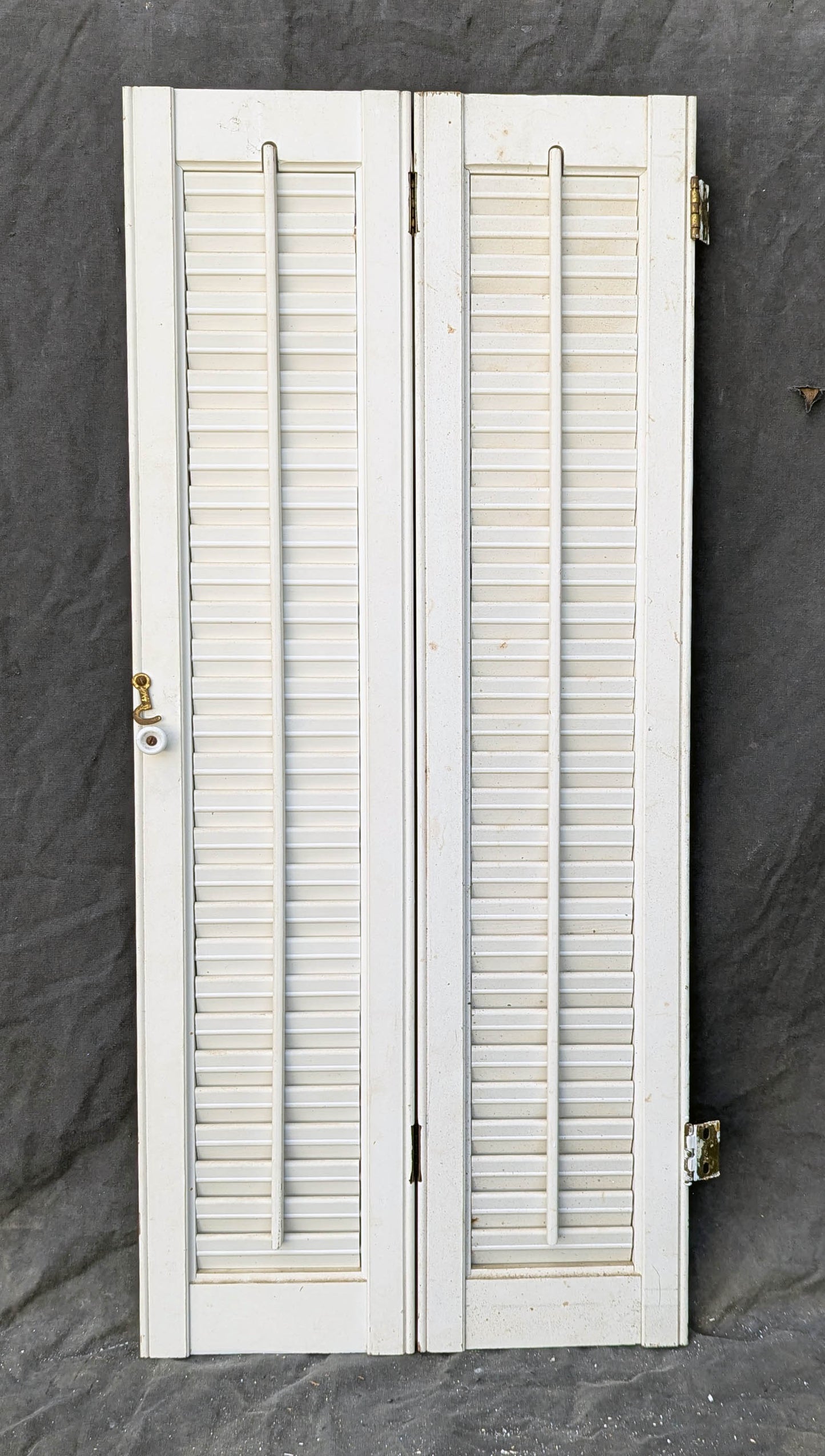 2 available Pair 28"x33" Vintage Antique Old SOLID Wood Wooden Bifold Window Shutter Plantation Style Adjustable Louvers (Copy)