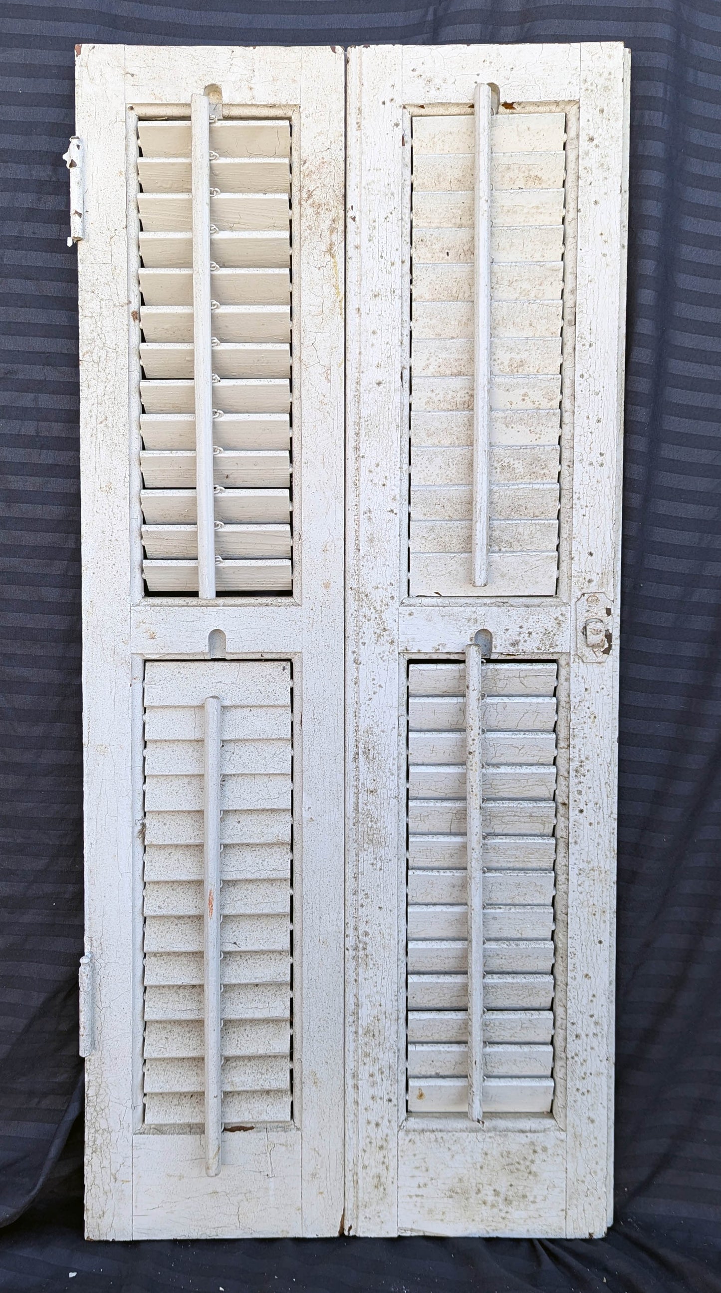 2 available Pair 28"x33" Antique Vintage Old SOLID Wood Wooden Bifold Window Shutter Plantation Style Adjustable Louver