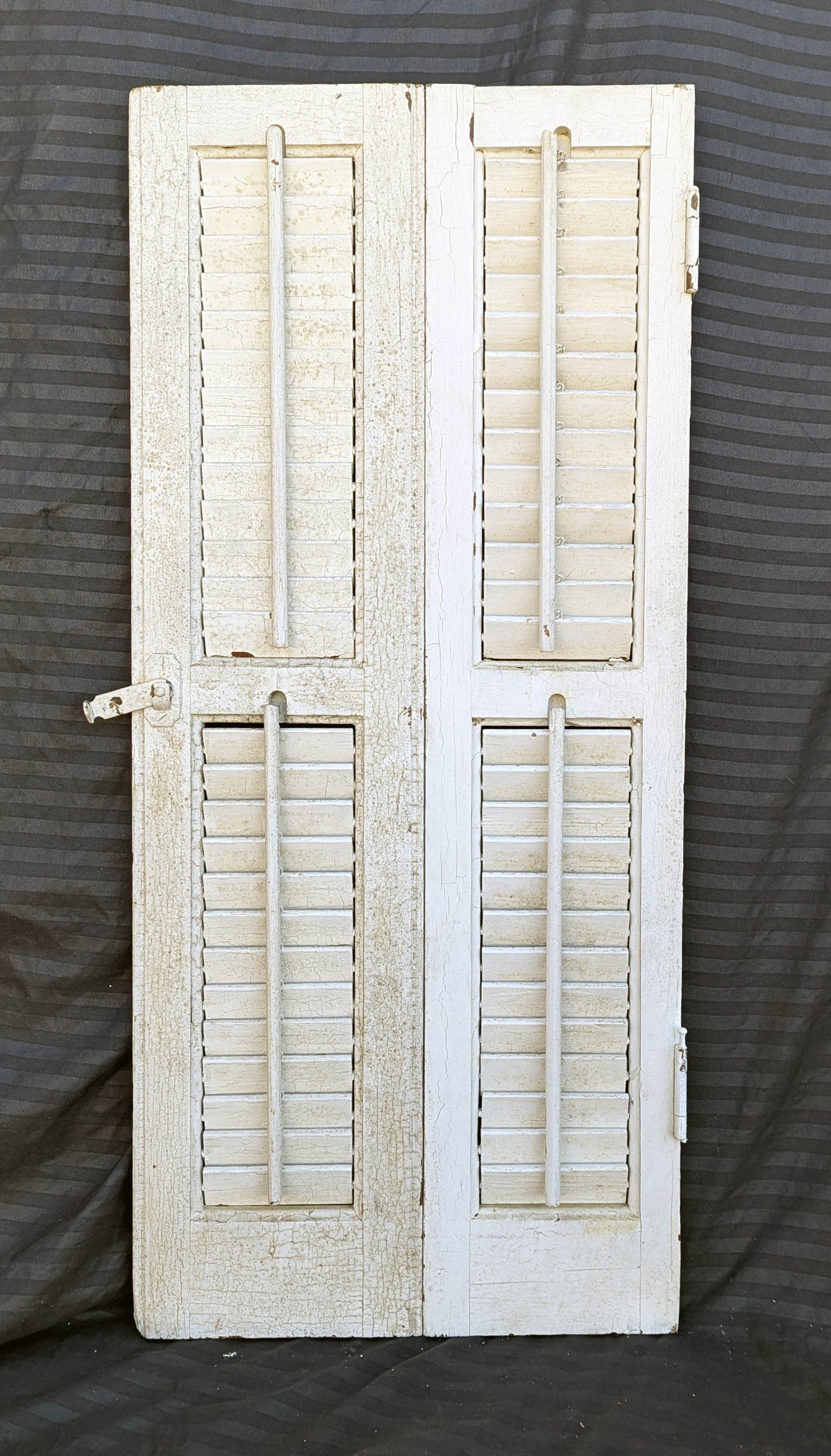 2 available Pair 28"x33" Antique Vintage Old SOLID Wood Wooden Bifold Window Shutter Plantation Style Adjustable Louver
