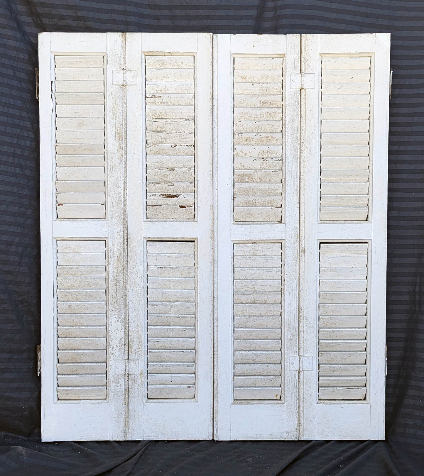 2 available Pair 28"x33" Antique Vintage Old SOLID Wood Wooden Bifold Window Shutter Plantation Style Adjustable Louver