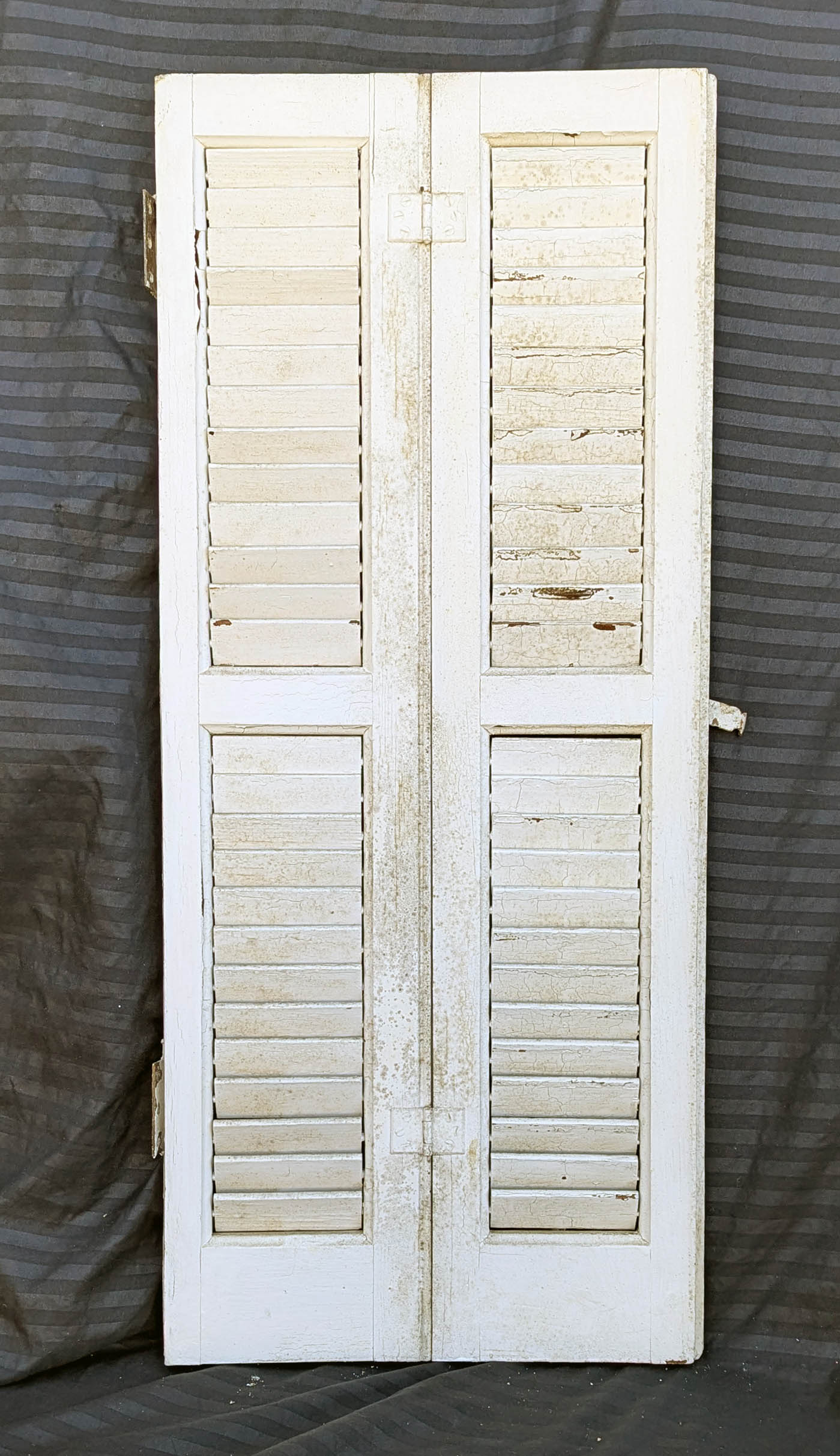 2 available Pair 28"x33" Antique Vintage Old SOLID Wood Wooden Bifold Window Shutter Plantation Style Adjustable Louver