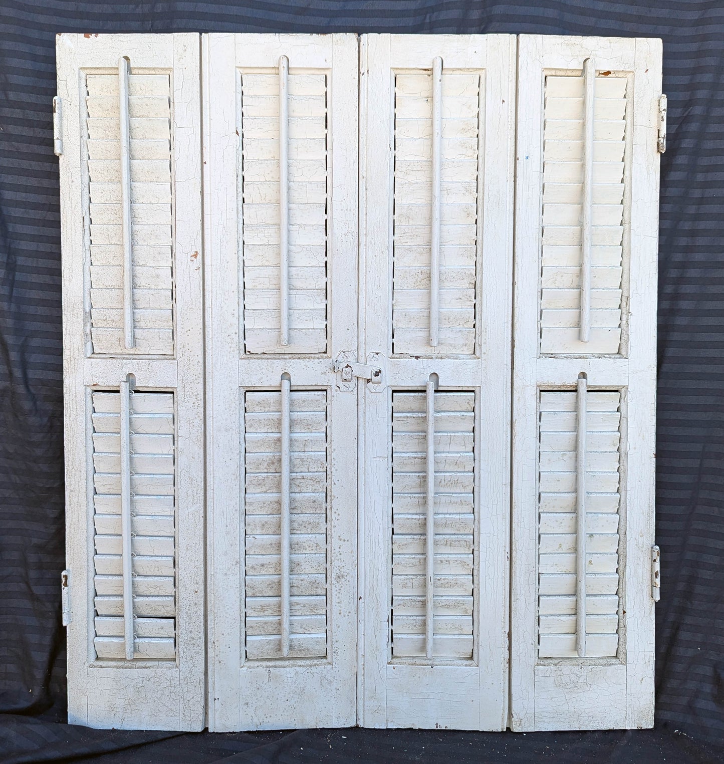 2 available Pair 28"x33" Antique Vintage Old SOLID Wood Wooden Bifold Window Shutter Plantation Style Adjustable Louver