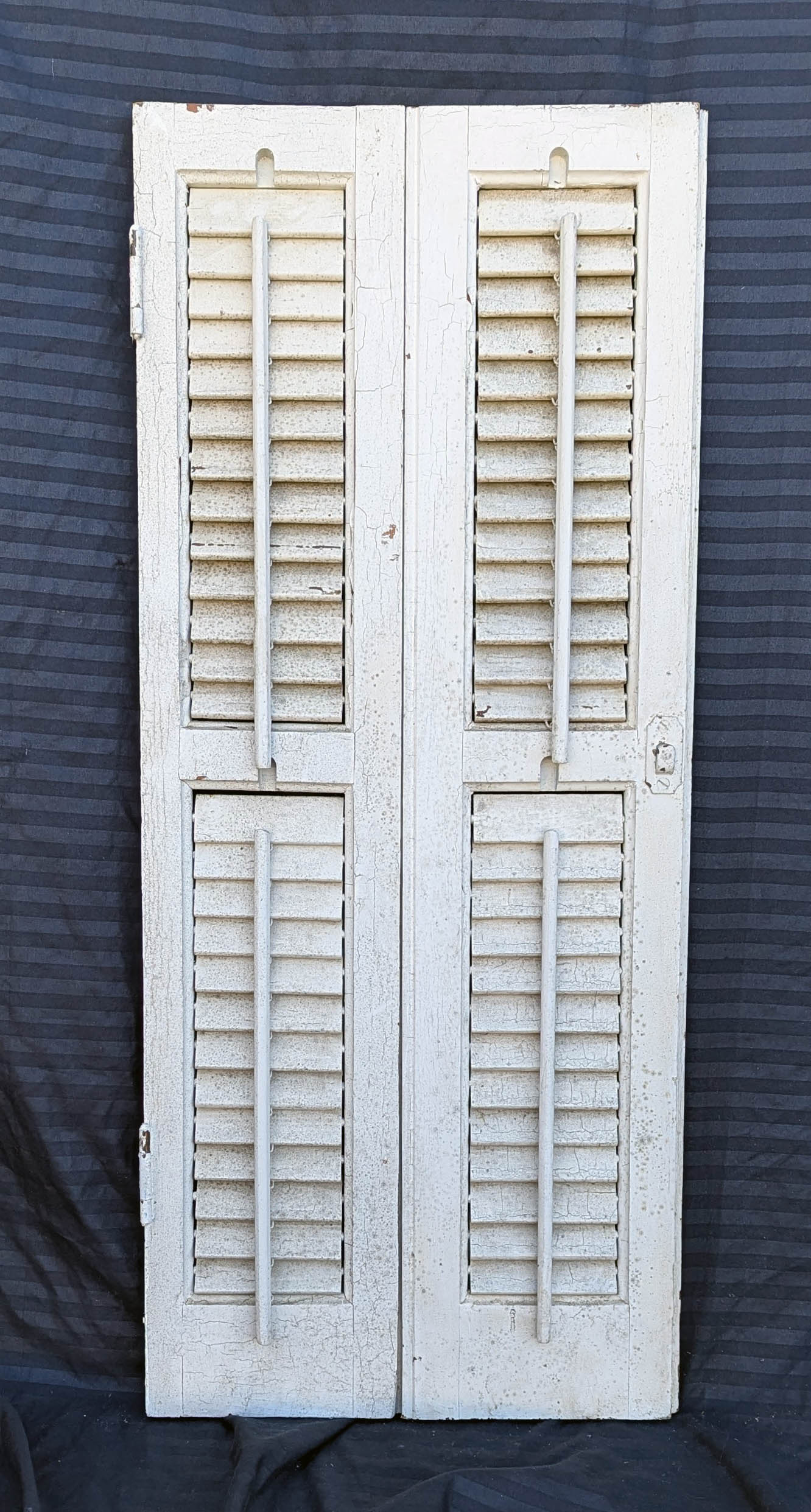 2 available Pair 28"x33" Antique Vintage Old SOLID Wood Wooden Bifold Window Shutter Plantation Style Adjustable Louver