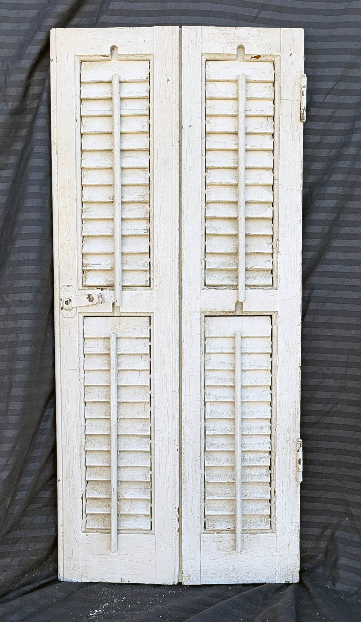 2 available Pair 28"x33" Antique Vintage Old SOLID Wood Wooden Bifold Window Shutter Plantation Style Adjustable Louver