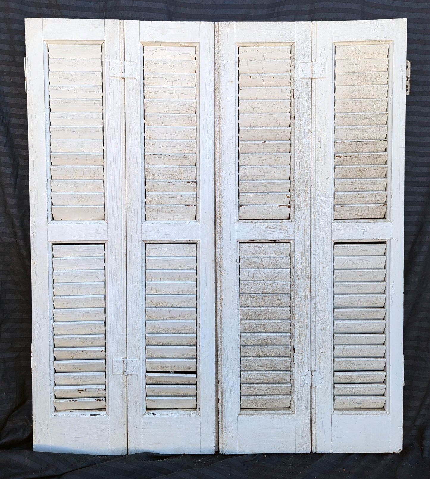 2 available Pair 28"x33" Antique Vintage Old SOLID Wood Wooden Bifold Window Shutter Plantation Style Adjustable Louver