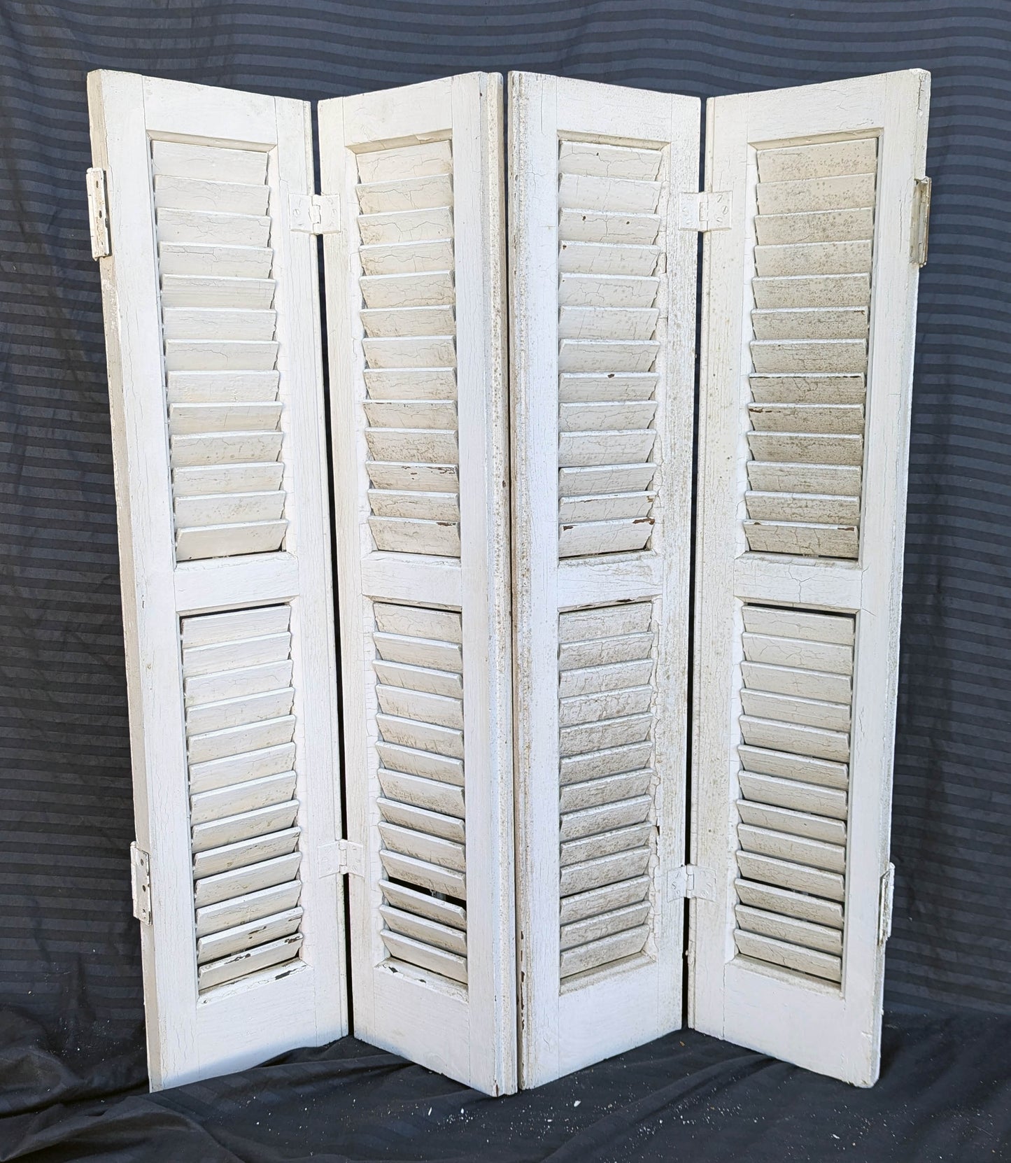 2 available Pair 28"x33" Antique Vintage Old SOLID Wood Wooden Bifold Window Shutter Plantation Style Adjustable Louver