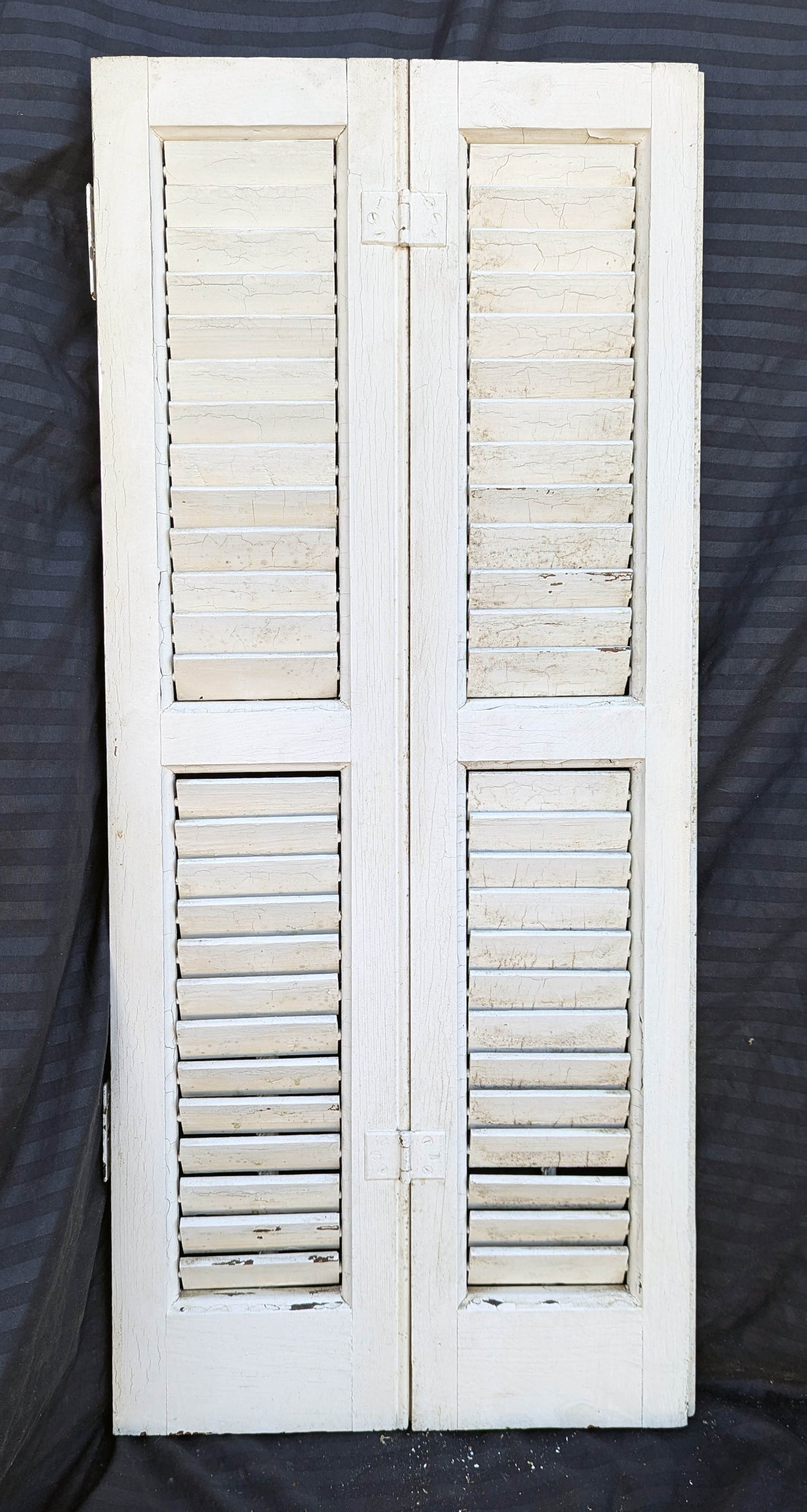 2 available Pair 28"x33" Antique Vintage Old SOLID Wood Wooden Bifold Window Shutter Plantation Style Adjustable Louver