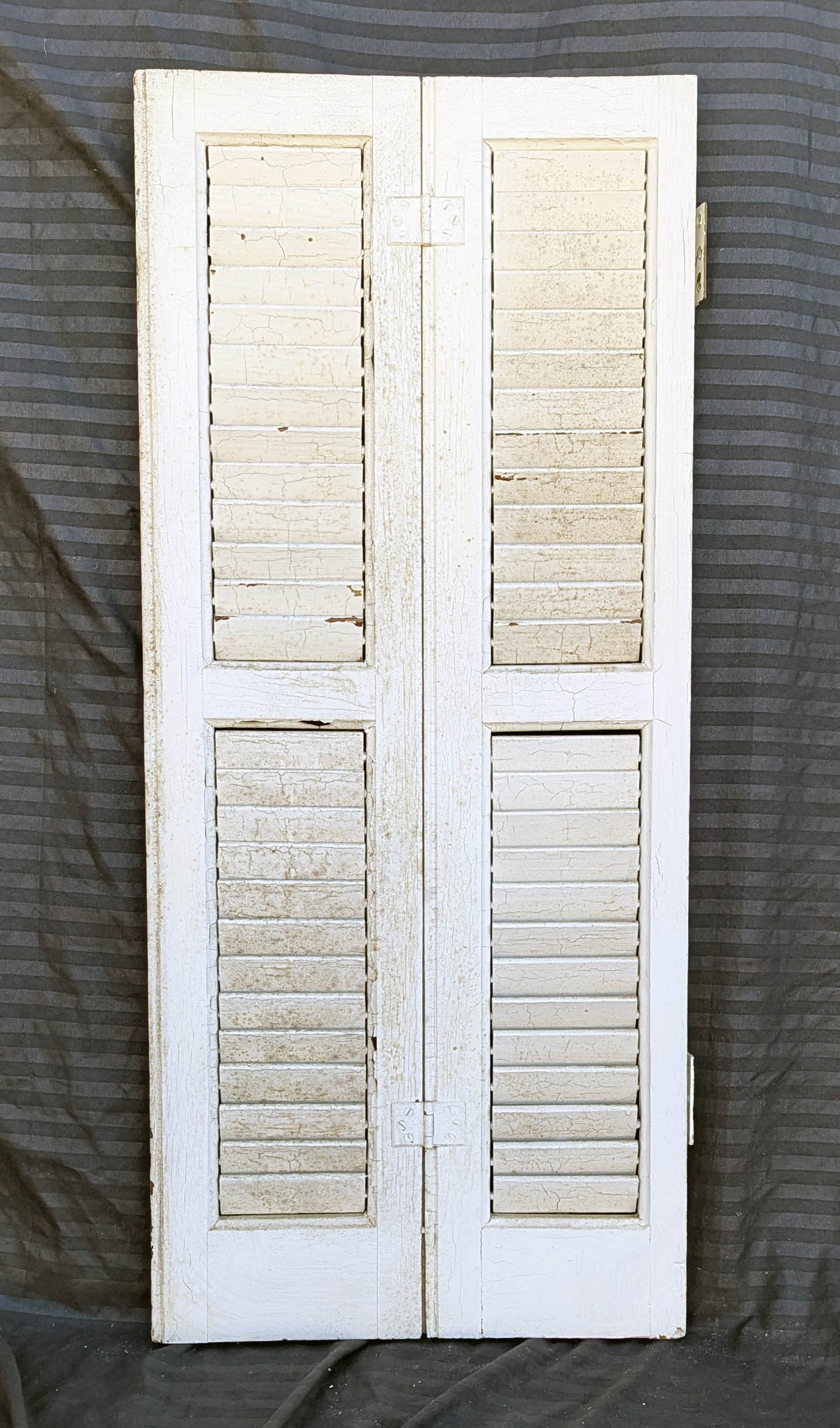 2 available Pair 28"x33" Antique Vintage Old SOLID Wood Wooden Bifold Window Shutter Plantation Style Adjustable Louver